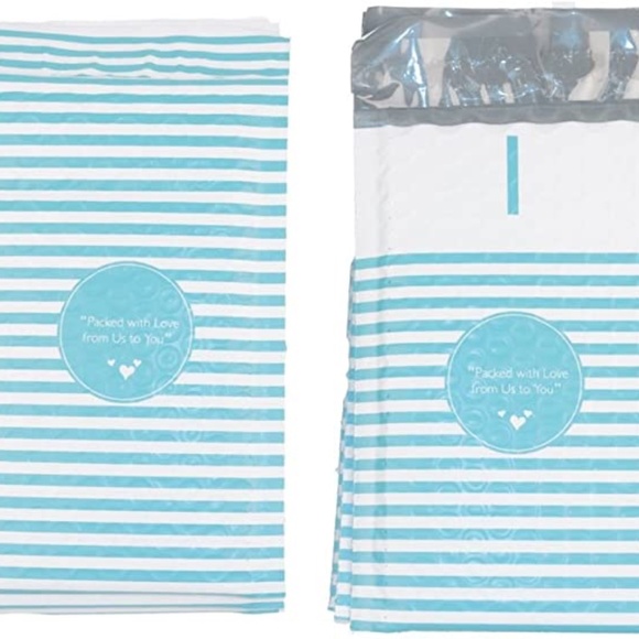 10 pcs Blue Stripe Bubble Mailers Envelopes with Bubbles 4x8 In. Inside - Picture 2 of 2